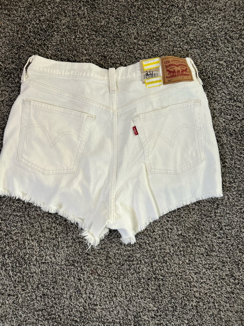 Levi's White Denim Frayed Cutoff Shorts